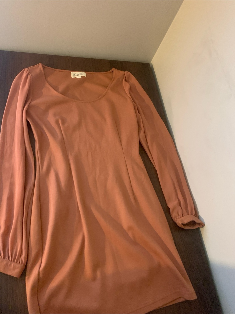 Forever 21 Long Sleeve Scoop Neck Top - Rusty Rose